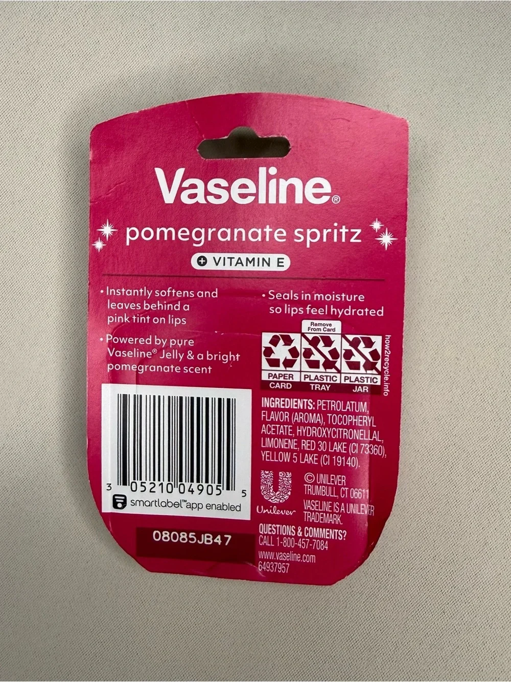 Vaseline Holiday Limited Edition Lip Balm- Pomegranate Spritz-Travel Size-0.25oz